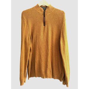 TASSO ELLA- MENS BROWN PULL OVER ZIP-UP NECK 100% COTTON LONG SLEEVE SWEATER XXL